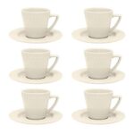 Conjunto Xícara e Pires Chá Marfim 06 Peças