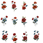 Decalque Floral Mini Laranja 27mm c/12