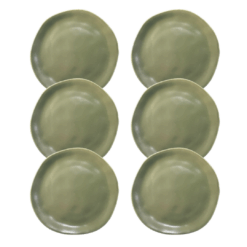 Kit Prato Lanche Organic Folha Cerâmica - 6 Peças