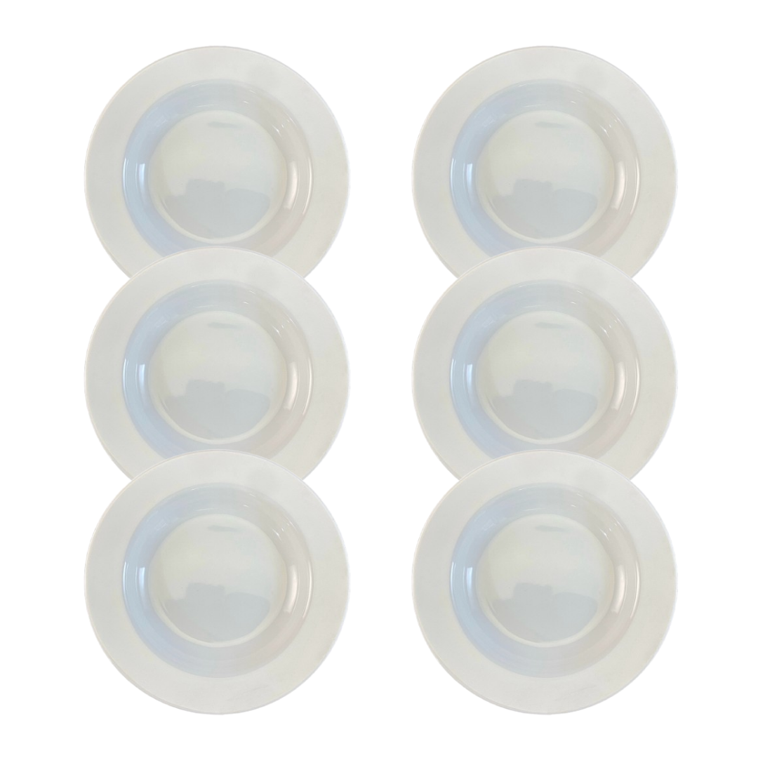 148ed69cb08837d300ce5f672844bc0b.png Kit Prato Fundo Capri Porcelana Branca - 6 Peças - Imagem 1