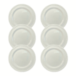 Kit Prato de Sobremesa Cottage Porcelana Branca - 6 Peças