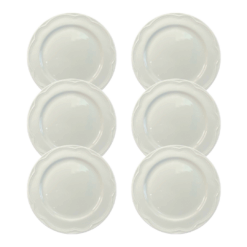 Kit Prato de Sobremesa Cottage Porcelana Branca - 6 Peças