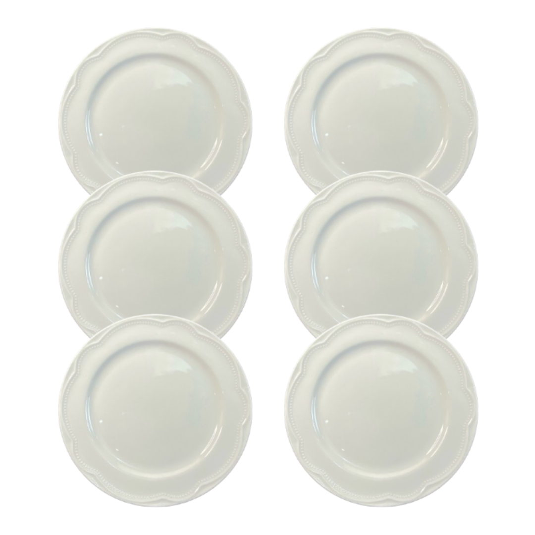 72b4c10205a974125d84472c2433da10.png Kit Prato de Sobremesa Cottage Porcelana Branca - 6 Peças - Imagem 1