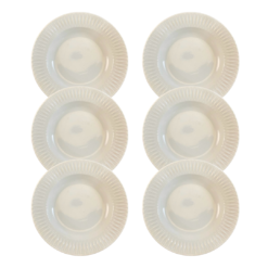 Kit Prato Fundo Diamante Porcelana Branca - 6 Peças