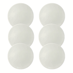 Kit Prato de Sobremesa Convexa Porcelana Branca - 6 Peças