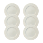 Kit Prato de Sobremesa Aspen Porcelana Branca - 6 Peças
