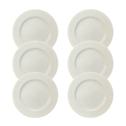 Kit Prato de Sobremesa Aspen Porcelana Branca - 6 Peças