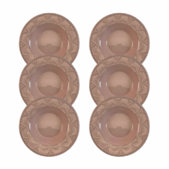 Kit Prato Fundo Balé 23cm Cerâmica - 6 Peças