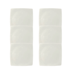 Kit Prato de Sobremesa Oriental Porcelana Branca - 6 Peças