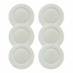 Kit Prato de Sobremesa Diamante Porcelana Branca - 6 Peças