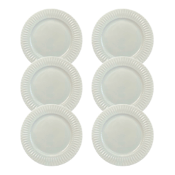 Kit Prato de Sobremesa Diamante Porcelana Branca - 6 Peças