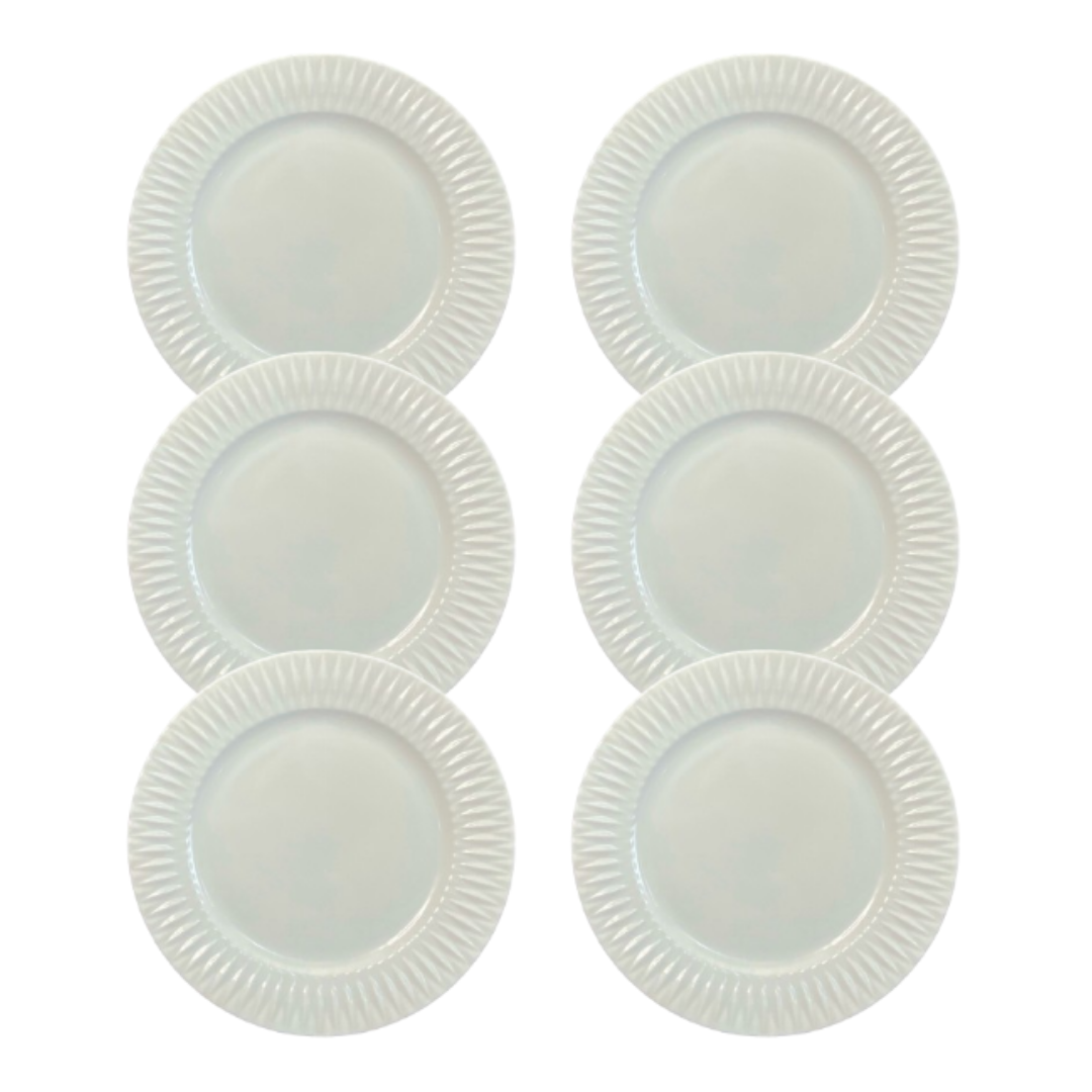 a2ea03491242b9c15225aadcb9bb884a.png Kit Prato de Sobremesa Diamante Porcelana Branca - 6 Peças - Imagem 1