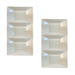 Kit Prato Fundo Plateau Porcelana Branca 23,5x16 cm - 6 Peças