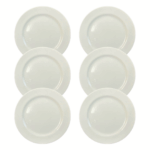 Kit Prato de Sobremesa Capri Porcelana Branca - 6 Peças