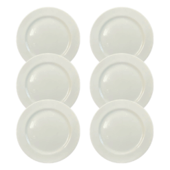 Kit Prato de Sobremesa Capri Porcelana Branca - 6 Peças