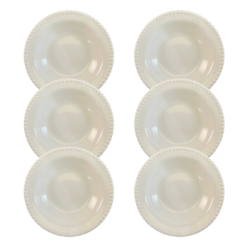 Kit Prato Fundo Bolinha Cerâmica Branca - 6 Peças