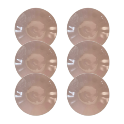 Kit Prato Fundo Orgânico Porcelana Rosa - 6 Peças