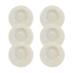 Kit Prato Fundo Ártico 24cm Porcelana Branca - 6 Peças