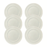 Kit Prato de Sobremesa Versa Porcelana Branca - 6 Peças