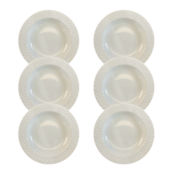 Kit Prato Fundo Aspen 23cm Porcelana Branca - 6 Peças