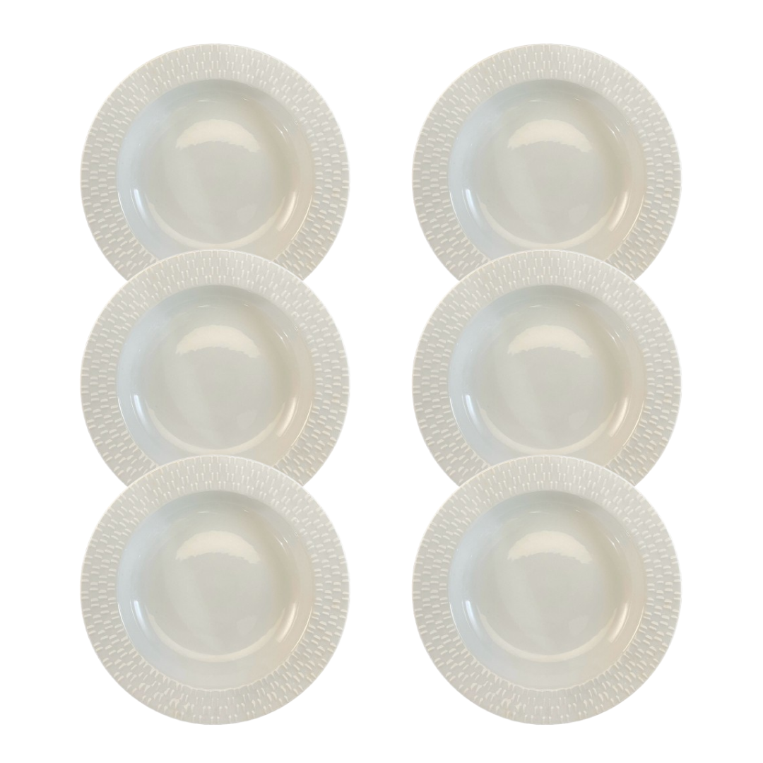 fa10a8506c9a360f9688540c9d8acc6f.png Kit Prato Fundo Aspen 23cm Porcelana Branca - 6 Peças - Imagem 1