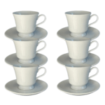 Kit Xícara de Café com Pires Capri Porcelana Branca – 6 Peças
