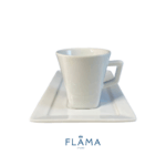 Kit Xícara de Café com Pires Plateau Porcelana Branca – 6 Peças - Imagem 2