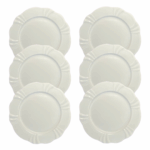 Kit Prato de Sobremesa Soleil 23cm Porcelana Branca - 6 Peças