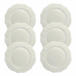 Kit Prato de Sobremesa Soleil 23cm Porcelana Branca - 6 Peças