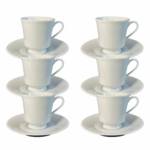 Kit Xícara de Chá com Pires Itamaraty Porcelana Branca – 6 Peças