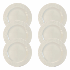 Kit Prato de Sobremesa Luiza Porcelana Branca - 6 Peças