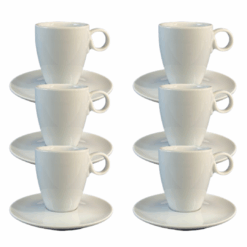 Kit Xícara de Chá com Pires Holandesa Porcelana Branca – 6 Peças