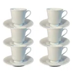 Kit Xícara de Café com Pires Itamaraty Porcelana Branca – 6 Peças