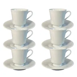 Kit Xícara de Café com Pires Itamaraty Porcelana Branca – 6 Peças