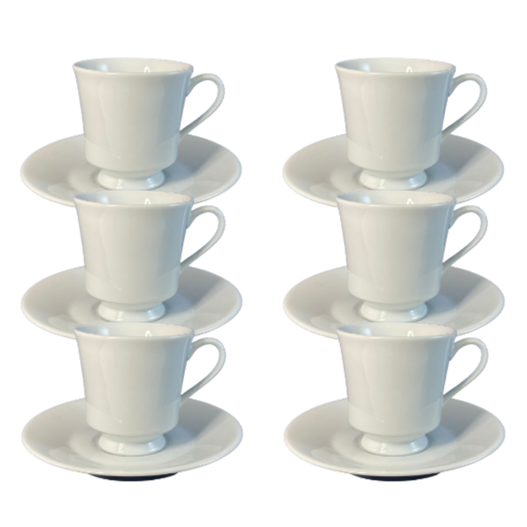 a22b3756a5e29f071ff3256ec3abc796.png Kit Xícara de Café com Pires Itamaraty Porcelana Branca – 6 Peças - Imagem 1