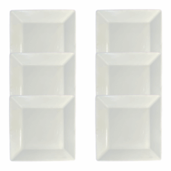 Kit Prato de Sobremesa Quartier 20x20cm Porcelana Branca - 6 Peças