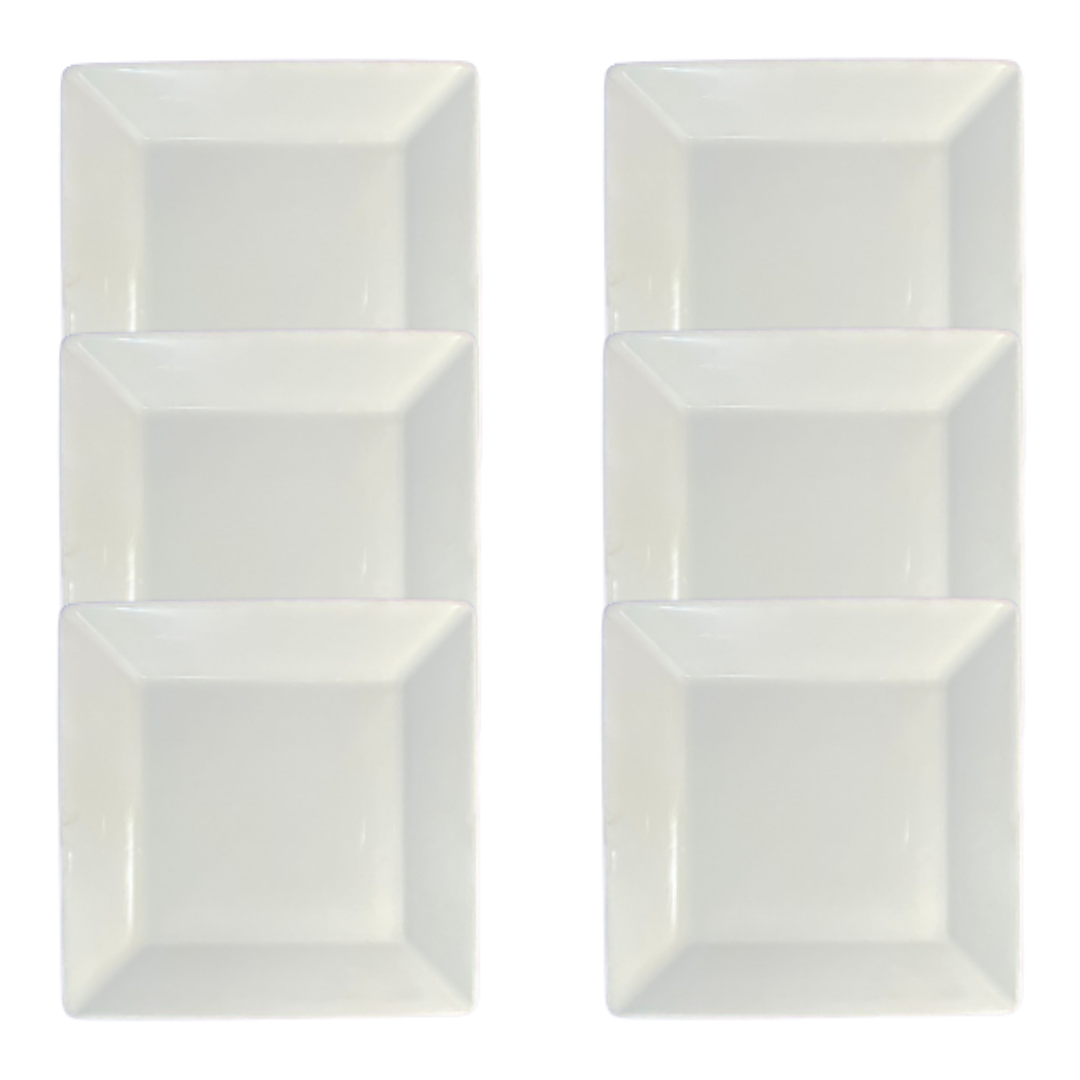 a7ac1c643126ad8e4035ab32726f89a0.png Kit Prato de Sobremesa Quartier 20x20cm Porcelana Branca - 6 Peças - Imagem 1