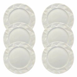 Kit Prato de Sobremesa Edros Porcelana Branca - 6 Peças