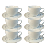 Kit Xícara de Chá com Pires Versa Porcelana Branca - 6 Peças