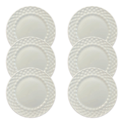 Kit Prato de Sobremesa Plissan Porcelana Branca - 6 Peças