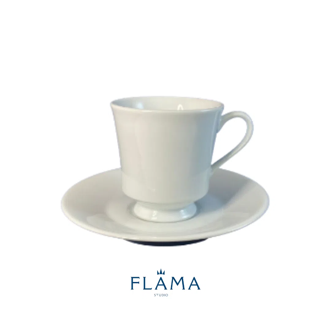 Kit Xícara de Café com Pires Itamaraty Porcelana Branca – 6 Peças - Imagem 2