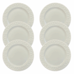 Kit Prato de Sobremesa Tassel Porcelana Branca - 6 Peças