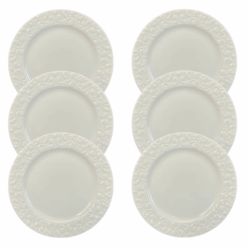 Kit Prato de Sobremesa Tassel Porcelana Branca - 6 Peças
