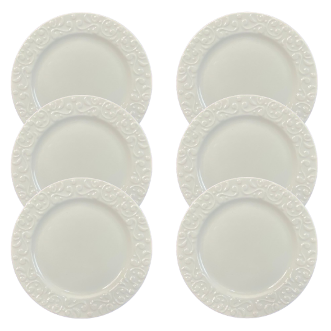 e5bc0b1a57a16546fb180619e5462199.png Kit Prato de Sobremesa Tassel Porcelana Branca - 6 Peças - Imagem 1