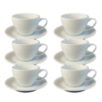 Kit Xícara de Café com Pires Luiza Porcelana Branca – 6 Peças