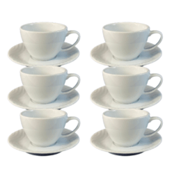 Kit Xícara de Café com Pires Luiza Porcelana Branca – 6 Peças