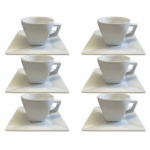 Kit Xícara de Chá com Pires Quartier Porcelana Branca – 6 Peças