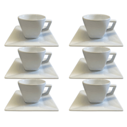 Kit Xícara de Chá com Pires Quartier Porcelana Branca – 6 Peças