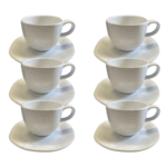 Kit Xícara de Chá com Pires Ryo Porcelana Branca – 6 Peças