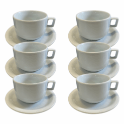 Kit Xícara de Chá com Pires Bar Hotel Porcelana Branca – 6 Peças